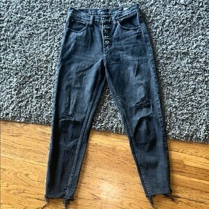 We The Free High Rise Jeans Raw Hem Black Size 26